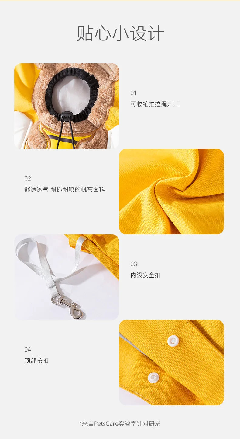 ๐ Pet Canvas Travel Tote โ Cute Breathable Carrier for Cats & Small Dogs