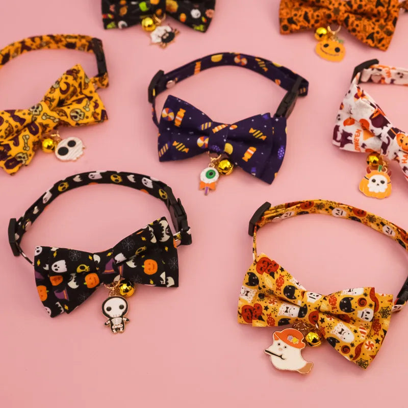 Halloween Pet Bow Tie Collar ๐ Adjustable Cat & Dog Charm Collar ๐พ