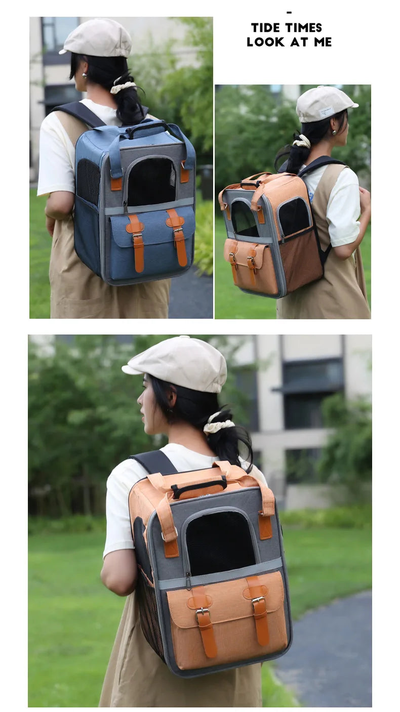 ๐ Foldable Pet Carrier Backpack ๐ โ Travel Bag for Cats & Small Dogs (Up to 10kg)