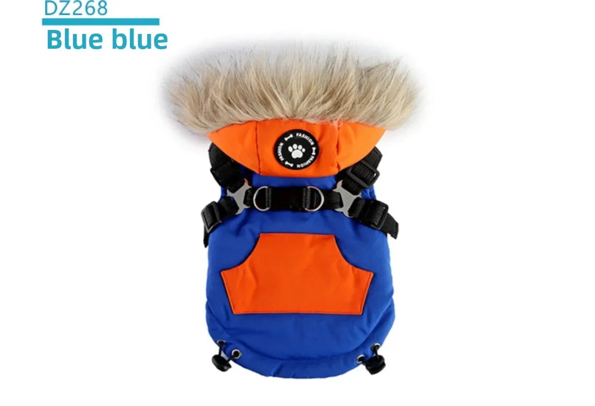 ๐งฅ Winter Dog Jacket ๐ Reflective Harness Coat with Zipper for Small Pets