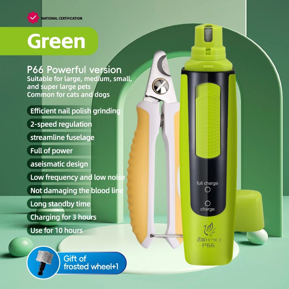 ๐ Electric Pet Nail Grinder ๐พ Rechargeable & Quiet with Diamond Head (P66)