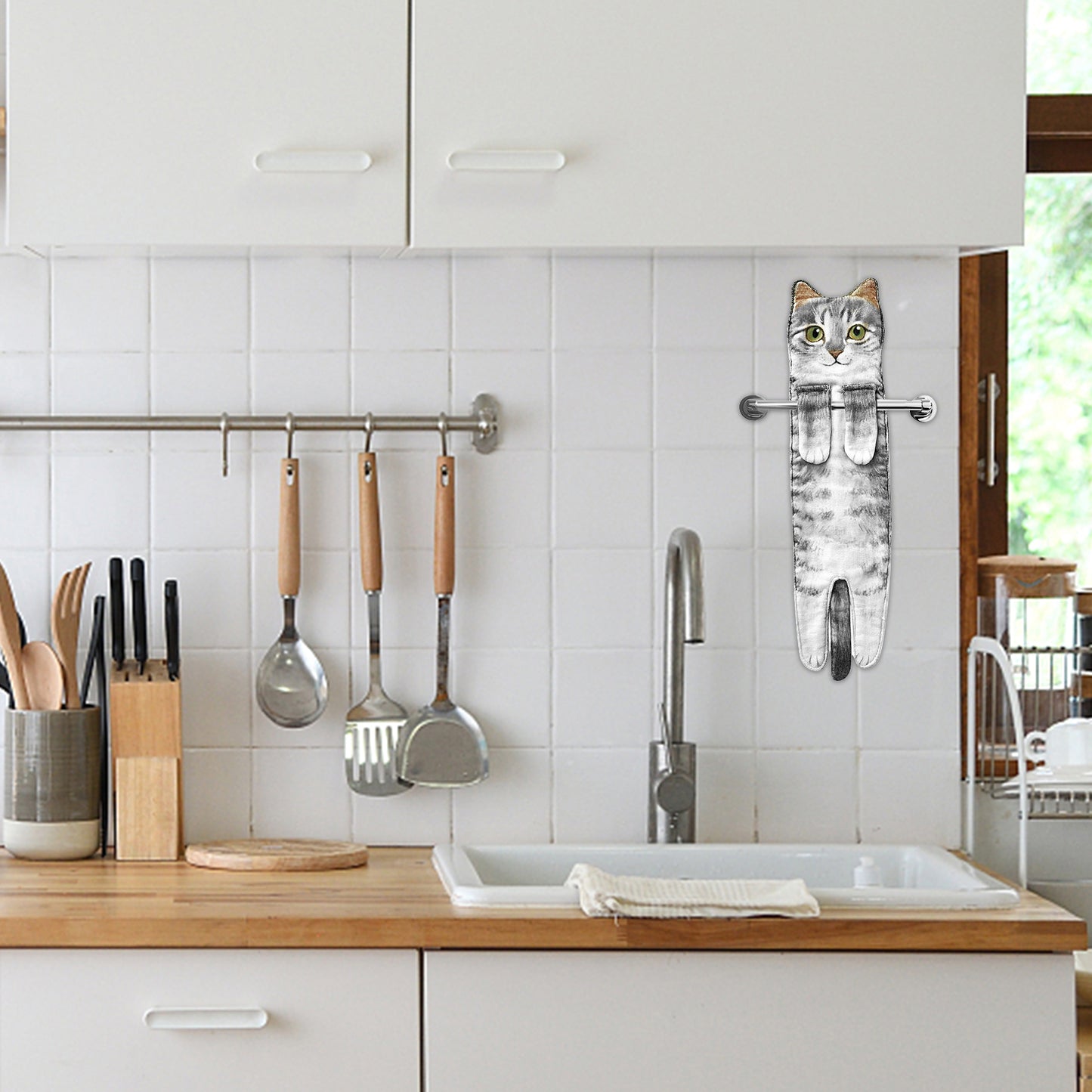 Cute Cat Hand Towel ๐พ Soft & Absorbent for Kitchen or Bath ๐