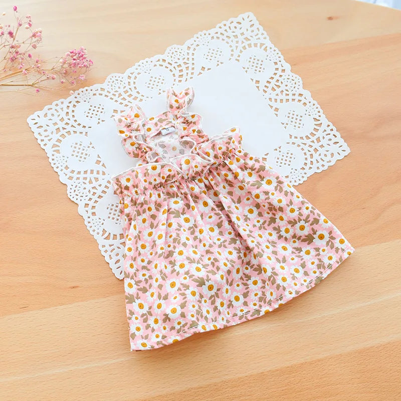๐ธ Cat Summer Dress ๐พ ๐ Cotton Floral Suspender Outfit for Sphynx & Small Pets