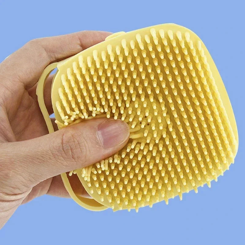 Silicone Pet Bath Brush ๐๐ถ Gentle Scrubber & Massager for Dogs & Cats