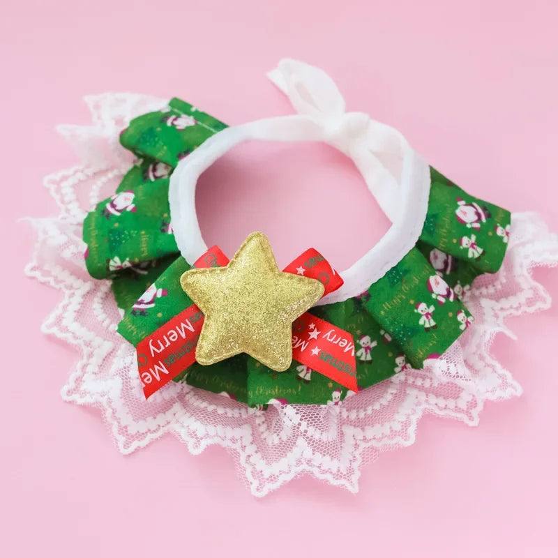 ๐ Christmas Pet Lace Scarf ๐ Holiday Bib for Cats & Small Dogs