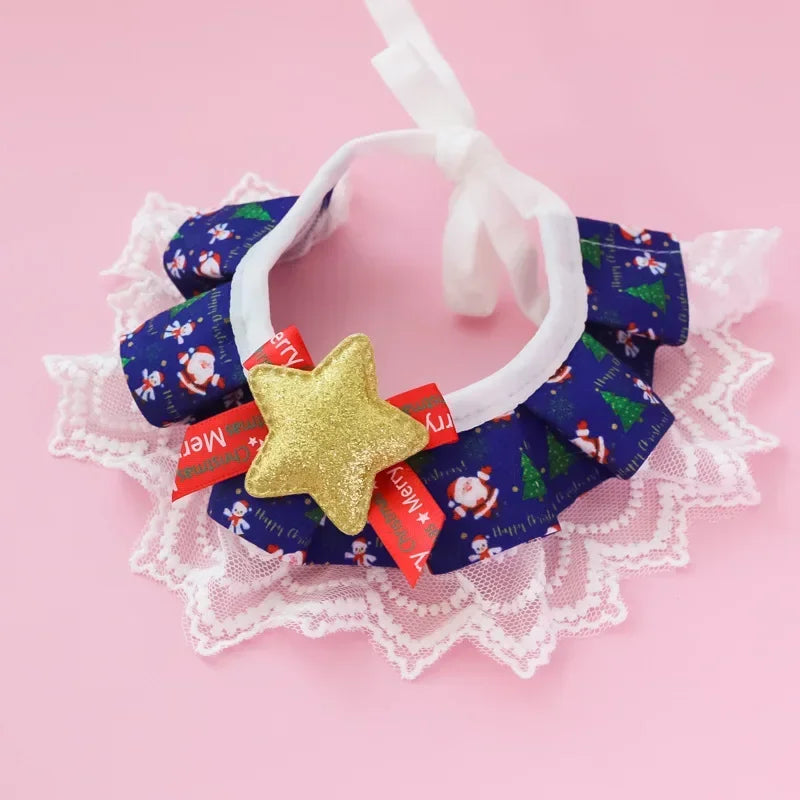 ๐ Christmas Pet Lace Scarf ๐ Holiday Bib for Cats & Small Dogs