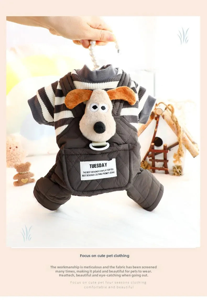 ๐ผ Panda Dog Overalls ๐พ Cozy 4-Leg Cotton Outfit for Small Dogs
