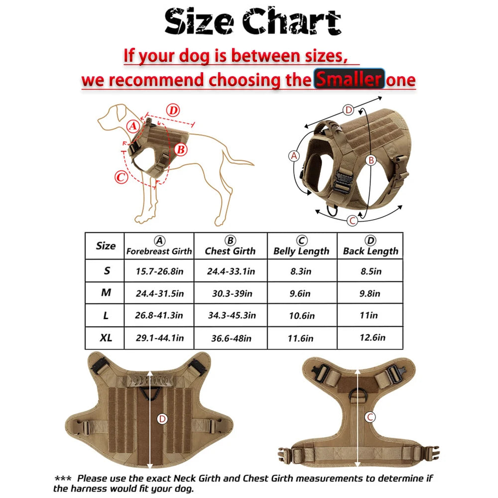 Tactical Dog Harness Set – Large Dog Vest + Leash + Collar