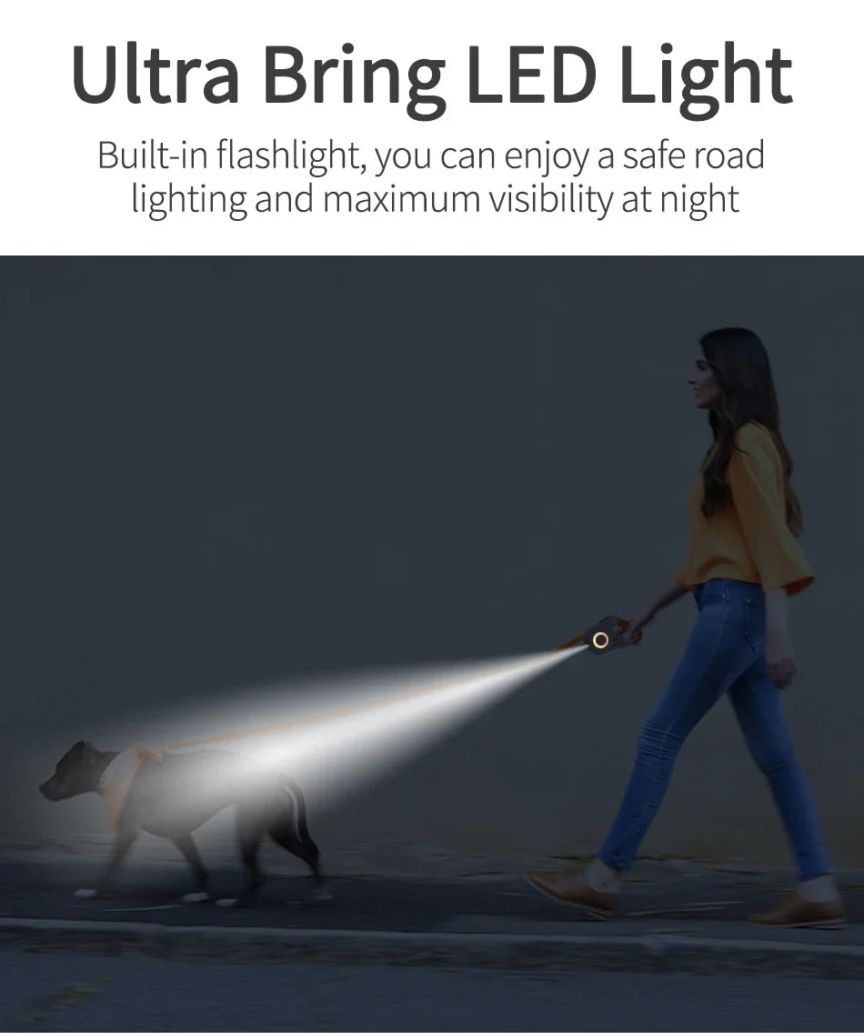 LED Dog Leash ๐ Retractable & Rechargeable Light-Up Lead (3M/5M)