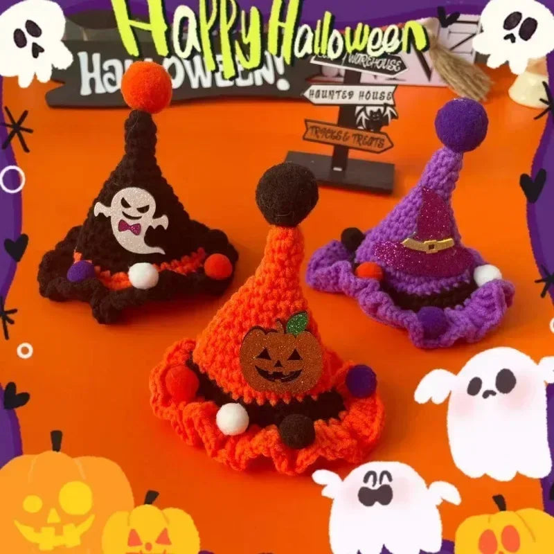 Halloween Pet Hat ๐ Hand-Knitted Witch Hat for Dogs & Cats