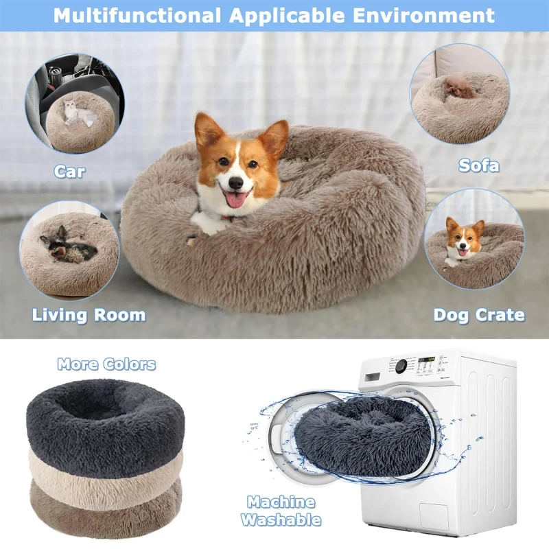ποΈ Plush Donut Pet Bed πΆπ± Ultra-Soft & Washable Calming Bed for Cats and Dogs