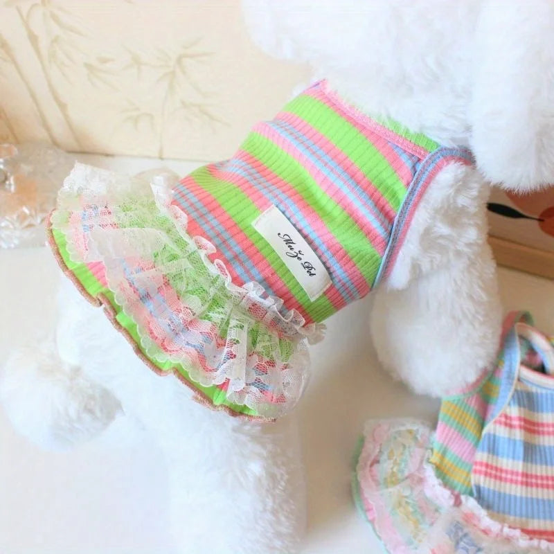 ๐ Small Dog Princess Dress โจ Lace Summer Outfit for Puppies & Cats