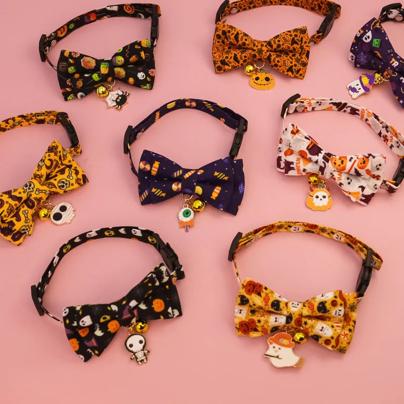 Halloween Pet Bow Tie Collar ๐ Adjustable Cat & Dog Charm Collar ๐พ