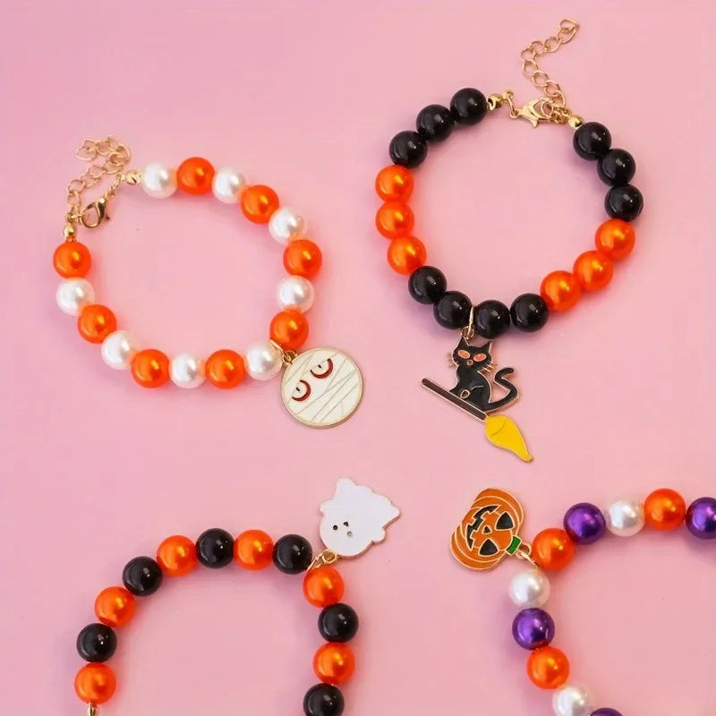 Halloween Pet Pearl Necklace ๐โจ Fancy Beaded Jewelry for Cats & Small Dogs