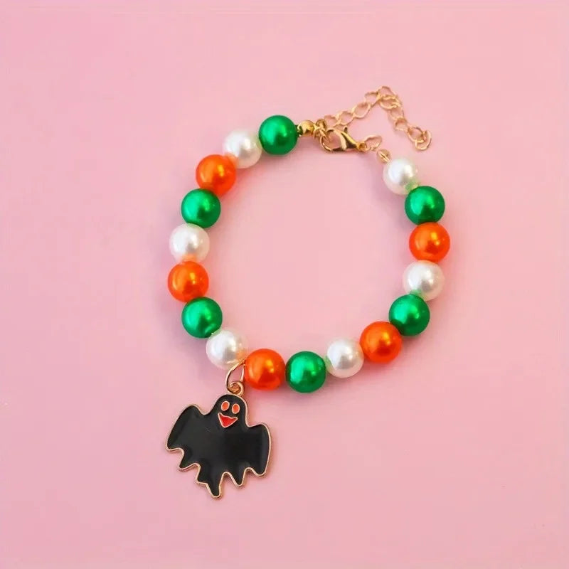 Halloween Pet Pearl Necklace ๐โจ Fancy Beaded Jewelry for Cats & Small Dogs