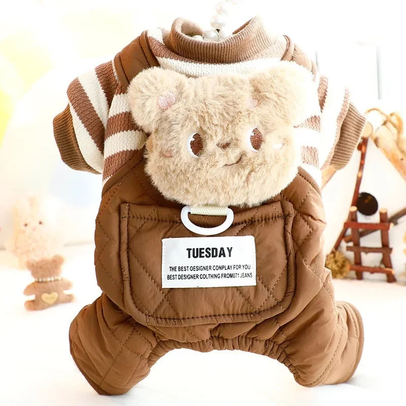 ๐ผ Panda Dog Overalls ๐พ Cozy 4-Leg Cotton Outfit for Small Dogs