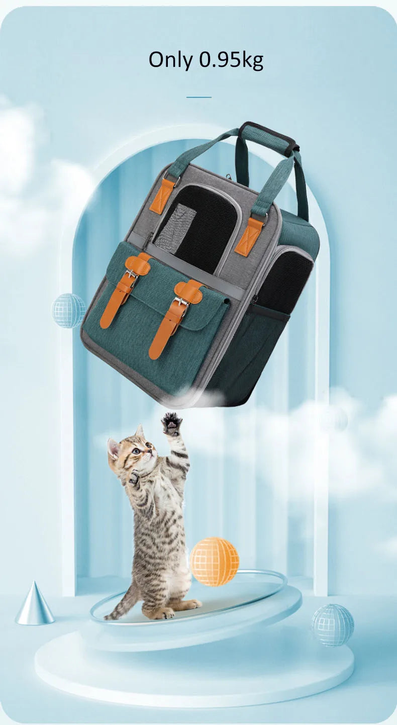 ๐ Foldable Pet Carrier Backpack ๐ โ Travel Bag for Cats & Small Dogs (Up to 10kg)