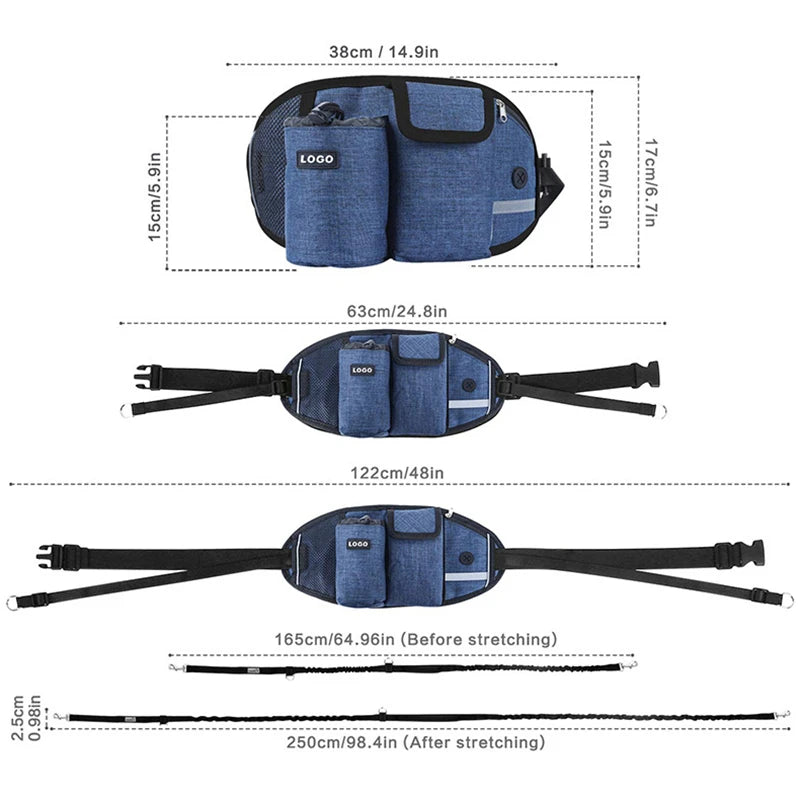 Hands-Free Dog Training Waist Bag – Leash & Storage Pockets