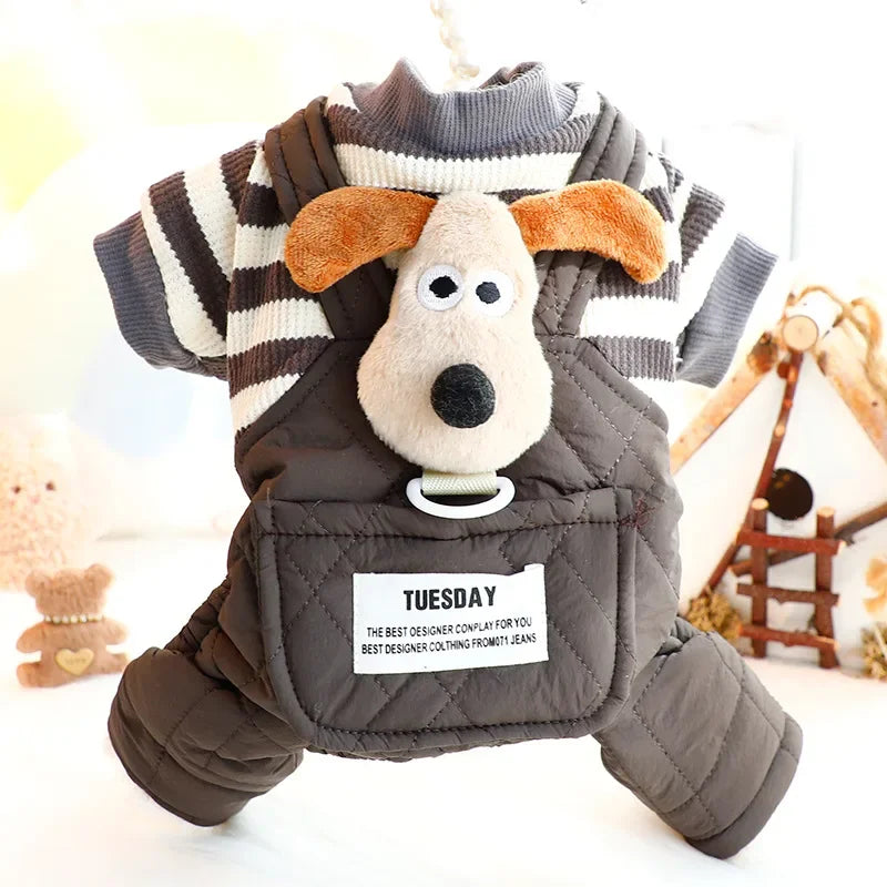 ๐ผ Panda Dog Overalls ๐พ Cozy 4-Leg Cotton Outfit for Small Dogs