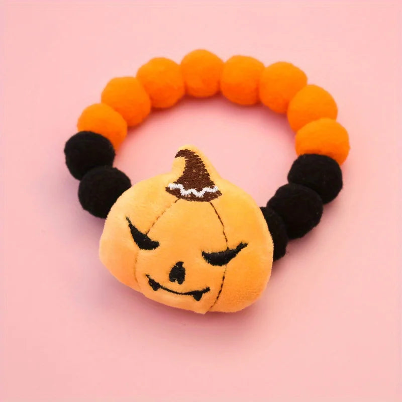 Halloween Plush Pet Collar ๐ Cute Furball Necklace for Cats & Dogs ๐พ