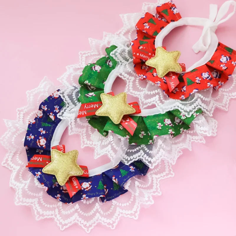 ๐ Christmas Pet Lace Scarf ๐ Holiday Bib for Cats & Small Dogs