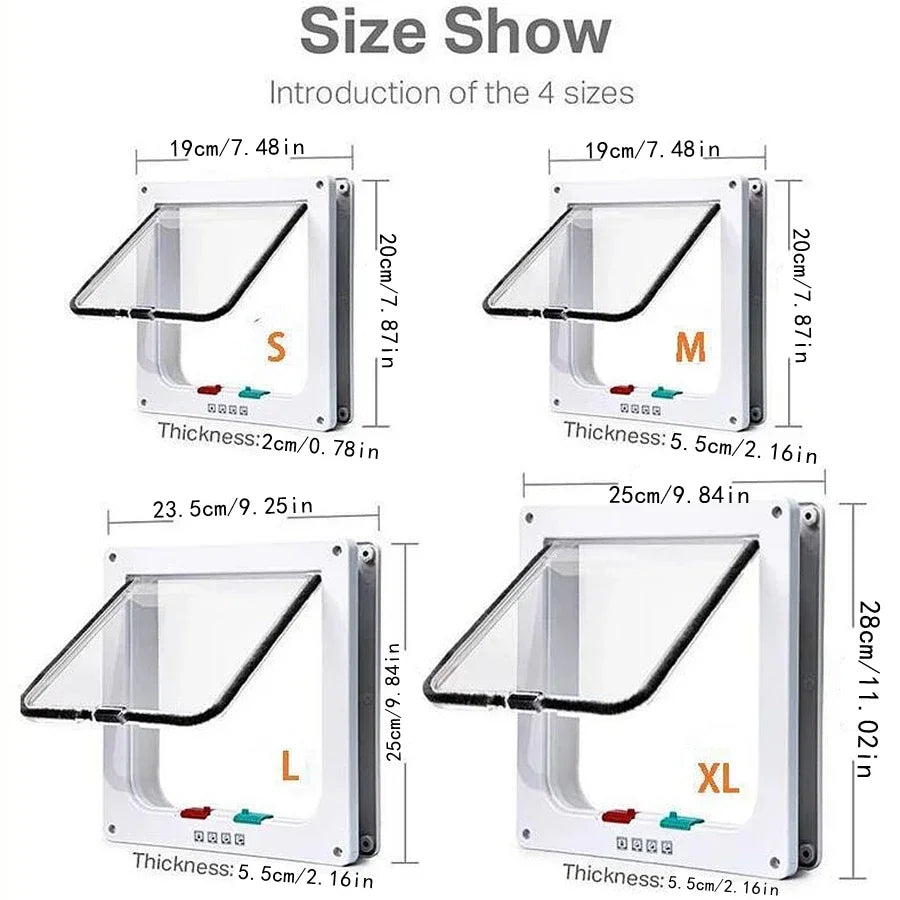 ๐ช Cat Flap Door ๐ฑ 4-Way Lockable Pet Door for Walls & Windows