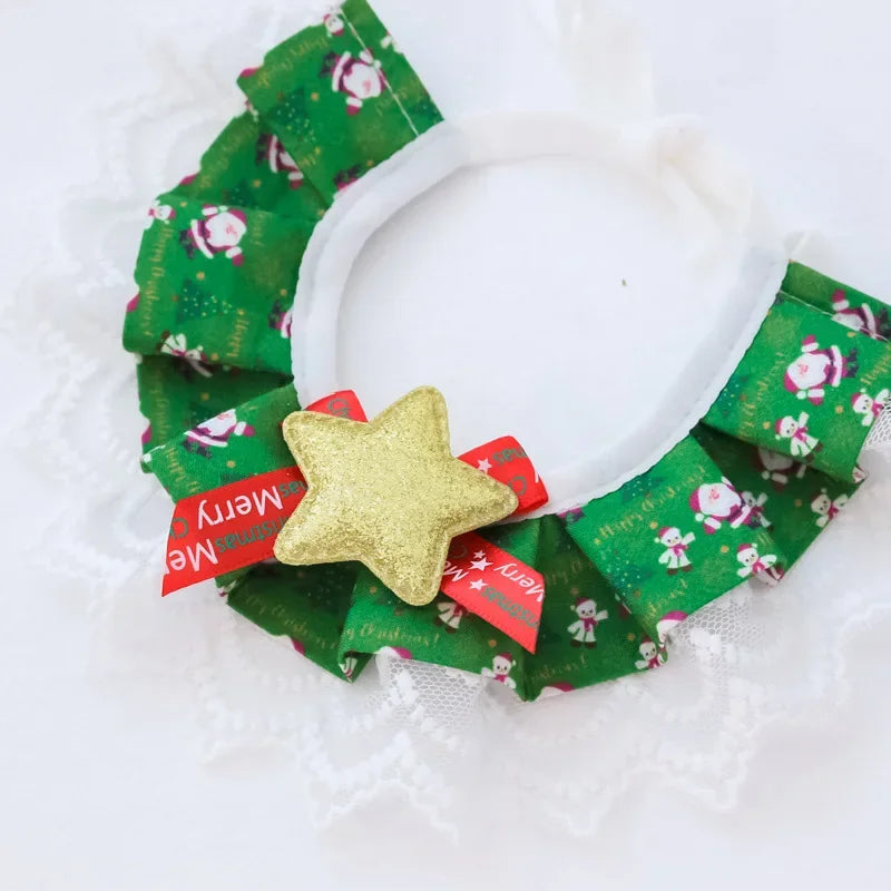 ๐ Christmas Pet Lace Scarf ๐ Holiday Bib for Cats & Small Dogs
