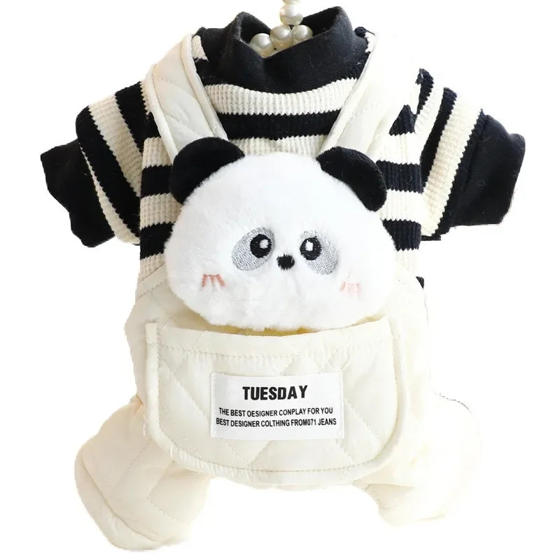 ๐ผ Panda Dog Overalls ๐พ Cozy 4-Leg Cotton Outfit for Small Dogs
