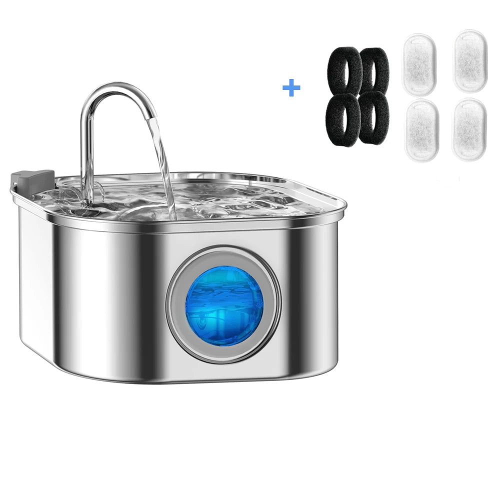 Stainless Steel Pet Water Fountain 3.2L Dispenser Bowl