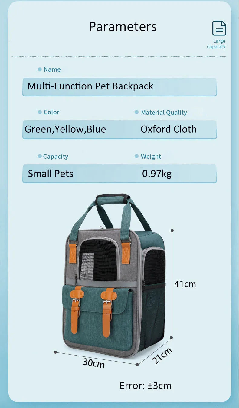 ๐ Foldable Pet Carrier Backpack ๐ โ Travel Bag for Cats & Small Dogs (Up to 10kg)