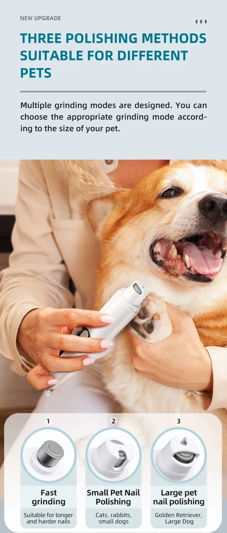 ๐พ LED Pet Nail Grinder ๐ 3-Speed Rechargeable Nail Trimmer for Dogs & Cats