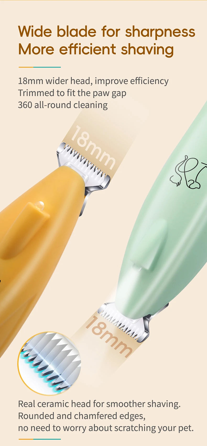 ๐ฆ Pet Paw Trimmer ๐พ LED Grooming Clipper with 2 Speeds & Wide Blade
