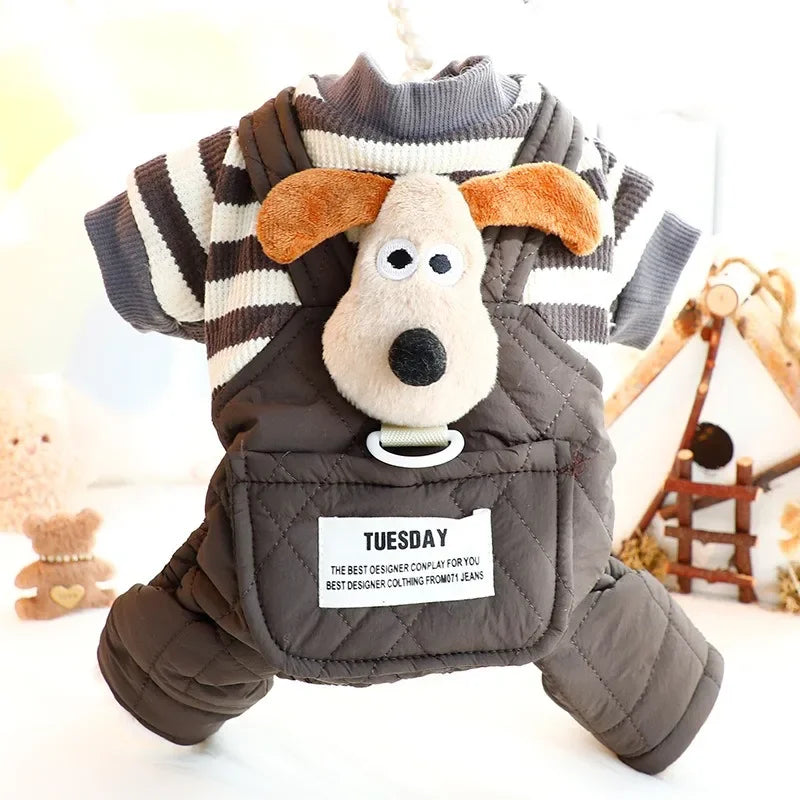 ๐ผ Panda Dog Overalls ๐พ Cozy 4-Leg Cotton Outfit for Small Dogs