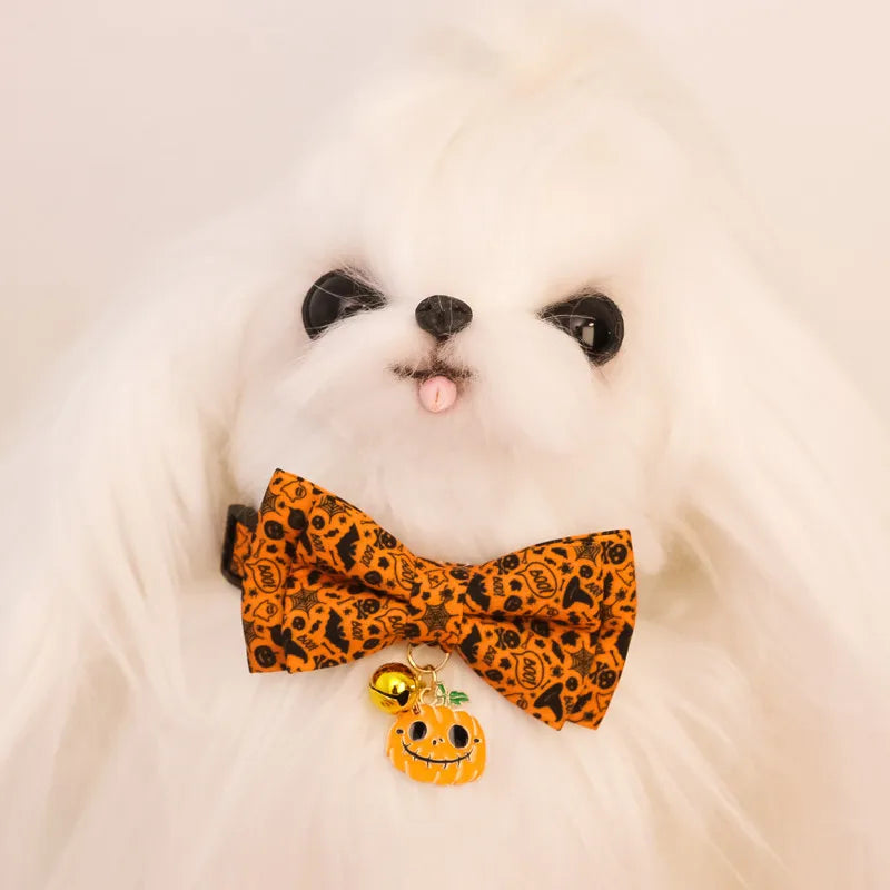 Halloween Pet Bow Tie Collar ๐ Adjustable Cat & Dog Charm Collar ๐พ