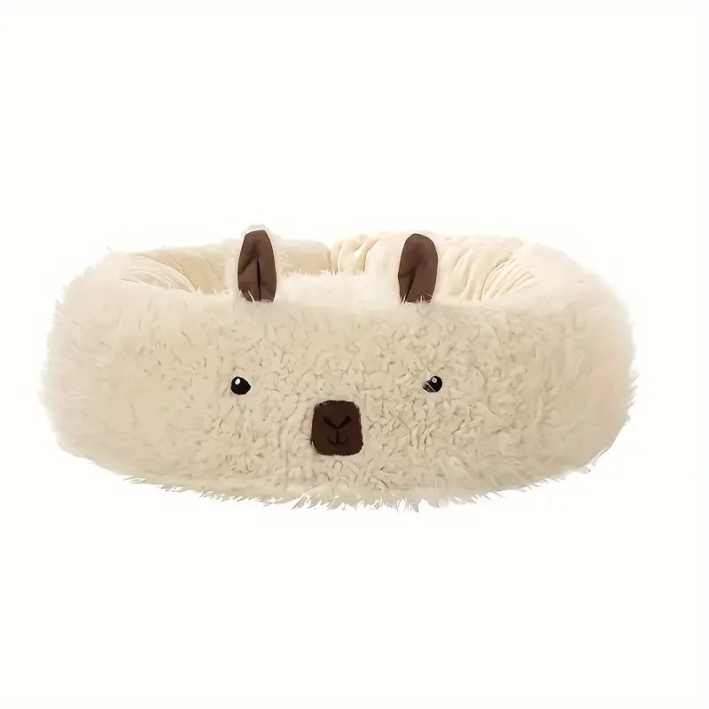 Alpaca-Shaped Winter Pet Bed โจ Soft & Cozy Detachable Nest for Small Cats & Dogs