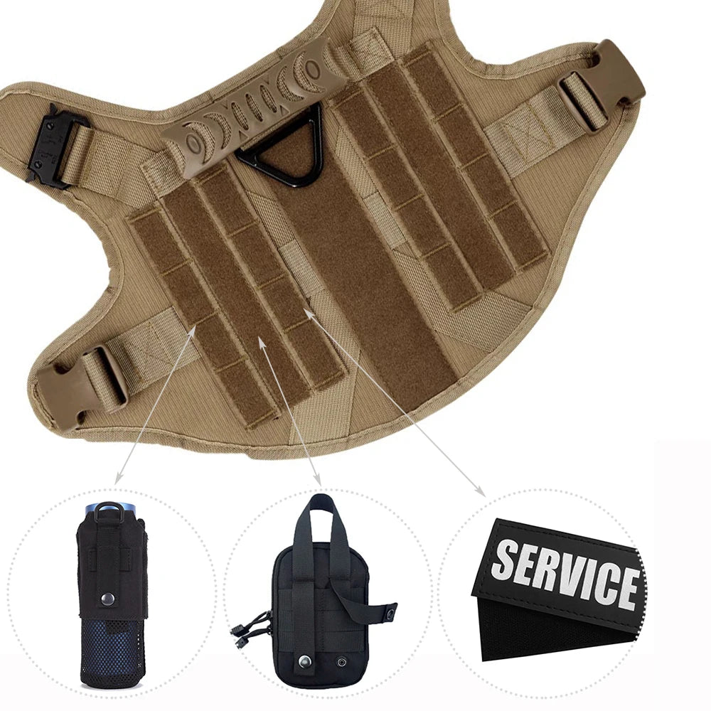 Tactical Dog Harness Set – Large Dog Vest + Leash + Collar