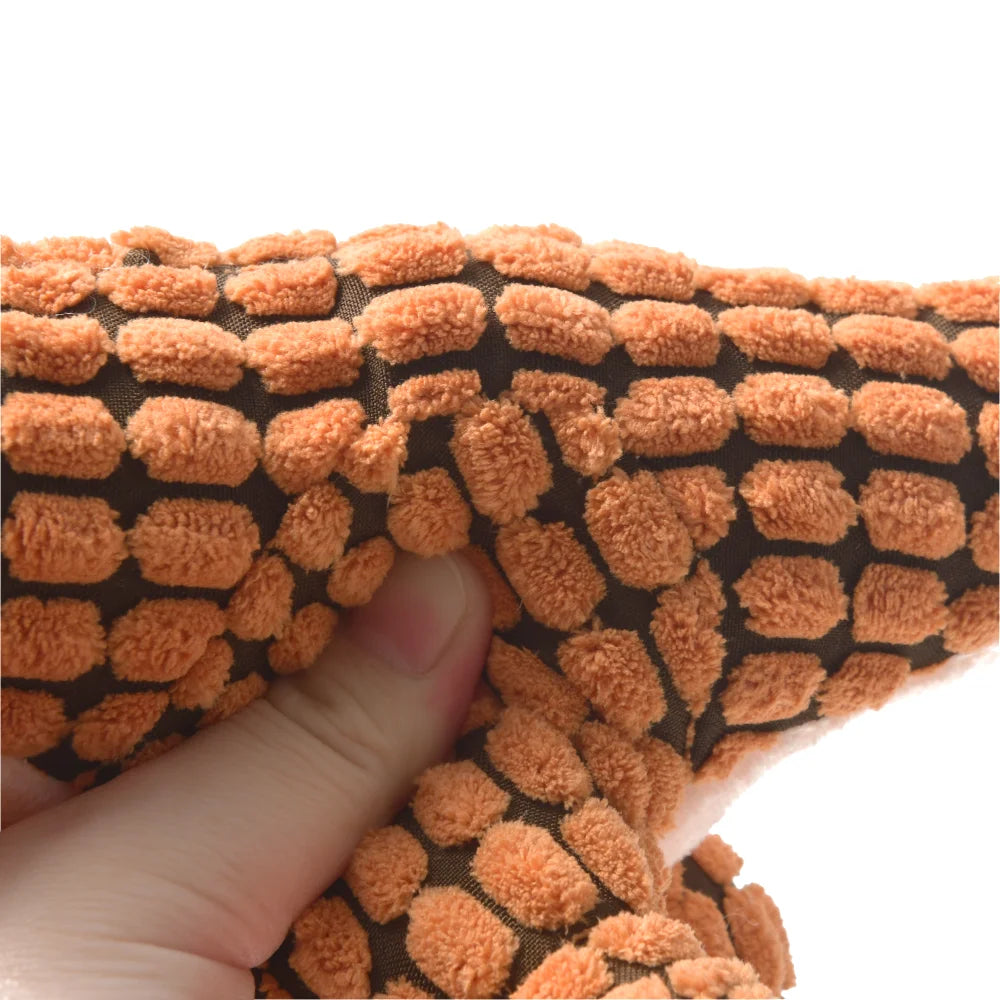 Plush Dino Chew Toy – Soft Squeaky Dog Play Companion – Brown