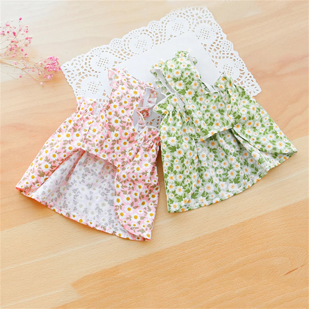 ๐ธ Cat Summer Dress ๐พ ๐ Cotton Floral Suspender Outfit for Sphynx & Small Pets