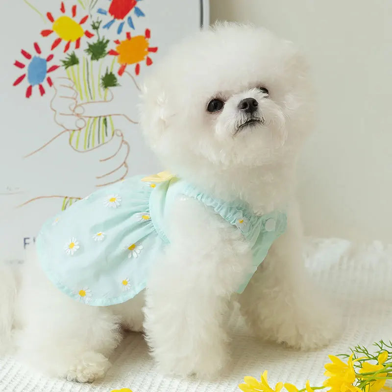 ๐ Sunflower Summer Dog Dress ๐ป Cute Mesh Princess Skirt for Small Dogs & Cats