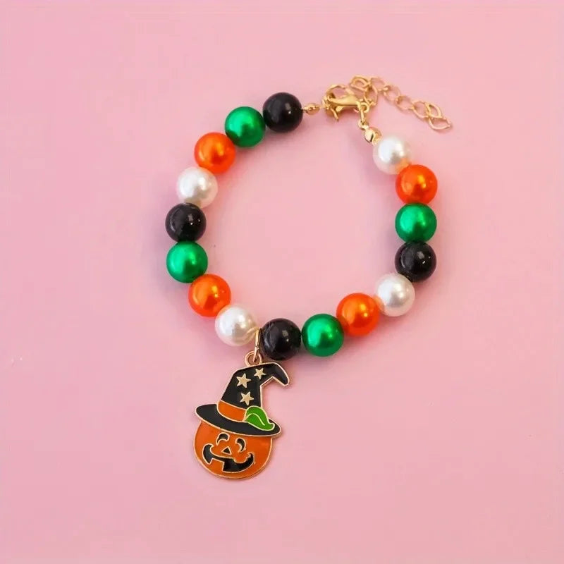 Halloween Pet Pearl Necklace ๐โจ Fancy Beaded Jewelry for Cats & Small Dogs
