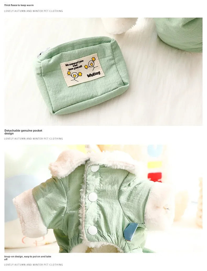 ๐งธ Cozy Teddy Bear Dog Jumpsuit โ๏ธ Warm Winter Pet Outfit with Mini Backpack