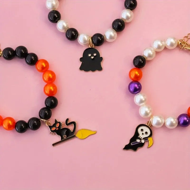 Halloween Pet Pearl Necklace ๐โจ Fancy Beaded Jewelry for Cats & Small Dogs