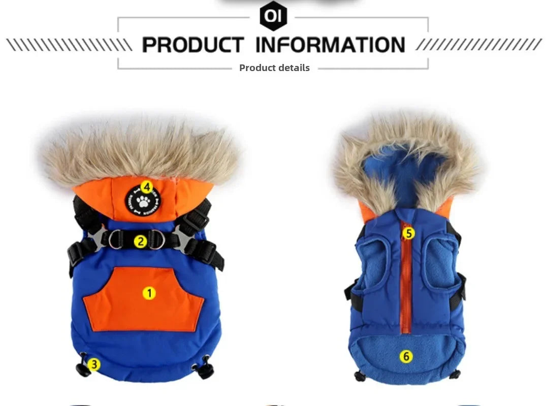 ๐งฅ Winter Dog Jacket ๐ Reflective Harness Coat with Zipper for Small Pets