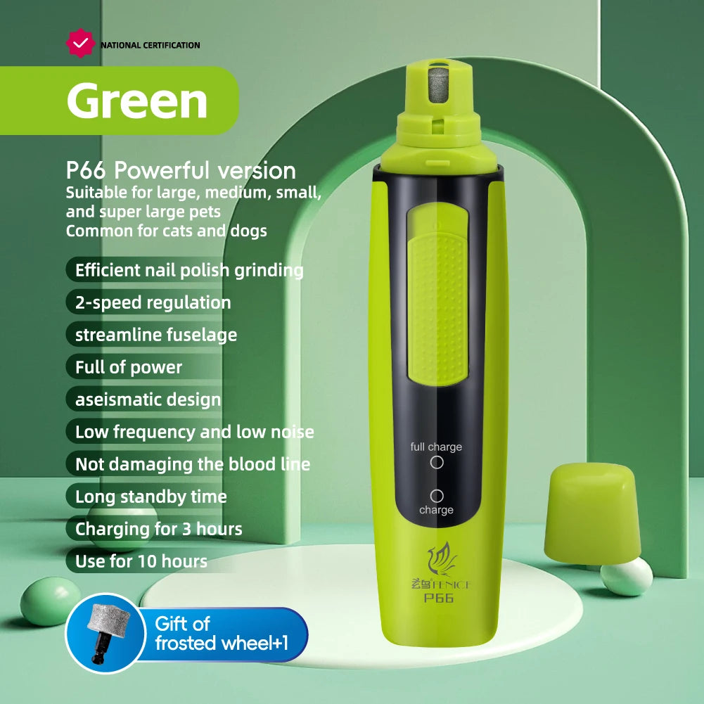 ๐ Electric Pet Nail Grinder ๐พ Rechargeable & Quiet with Diamond Head (P66)