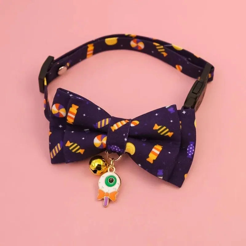 Halloween Pet Bow Tie Collar ๐ Adjustable Cat & Dog Charm Collar ๐พ