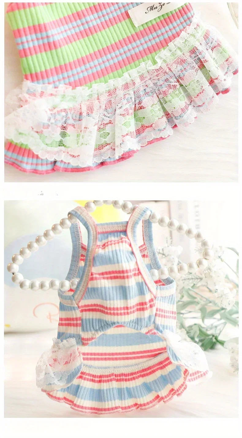 ๐ Small Dog Princess Dress โจ Lace Summer Outfit for Puppies & Cats