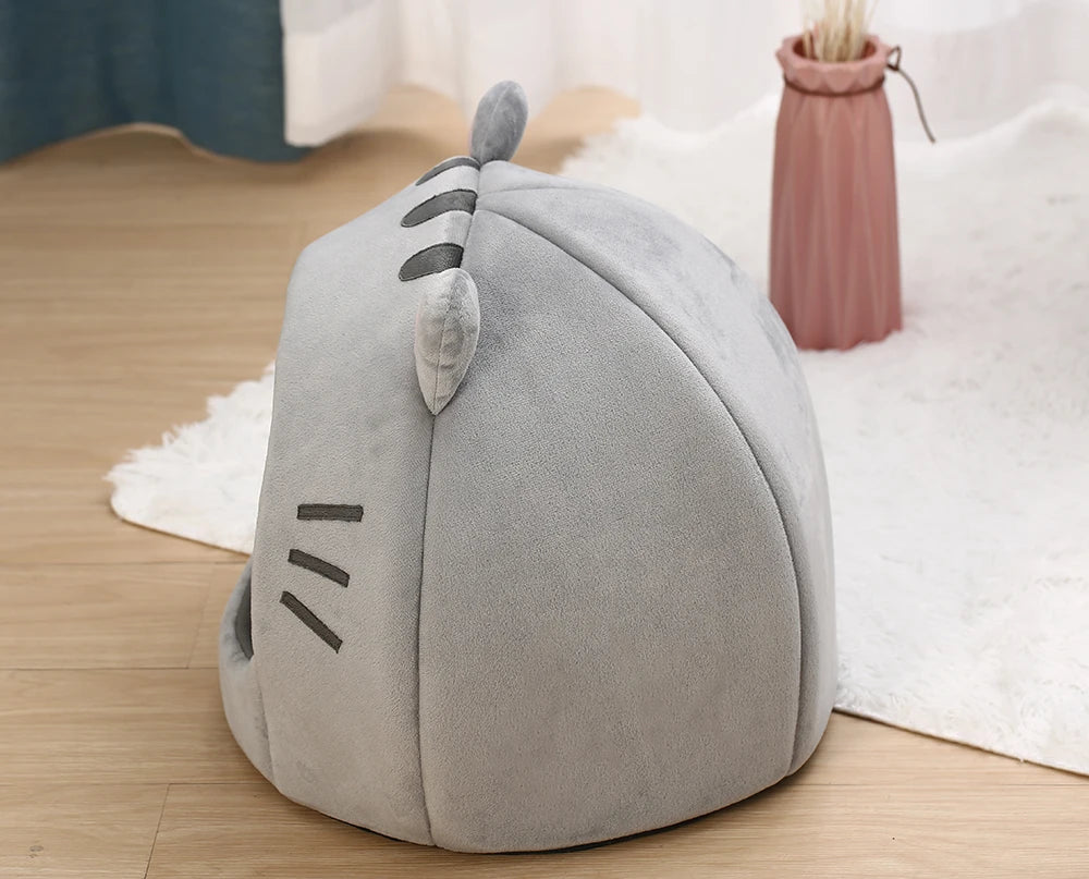 ๐พ Super Soft Cat Cave Bed โ Warm Semi ๐งบ Covered Cotton Nest for Kittens & Small Pets