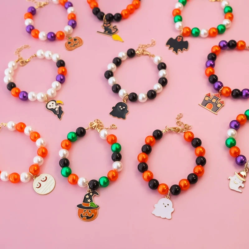 Halloween Pet Pearl Necklace ๐โจ Fancy Beaded Jewelry for Cats & Small Dogs