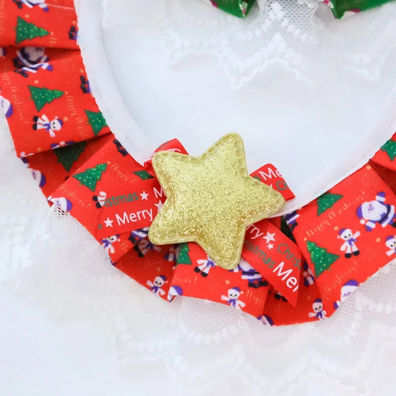 ๐ Christmas Pet Lace Scarf ๐ Holiday Bib for Cats & Small Dogs