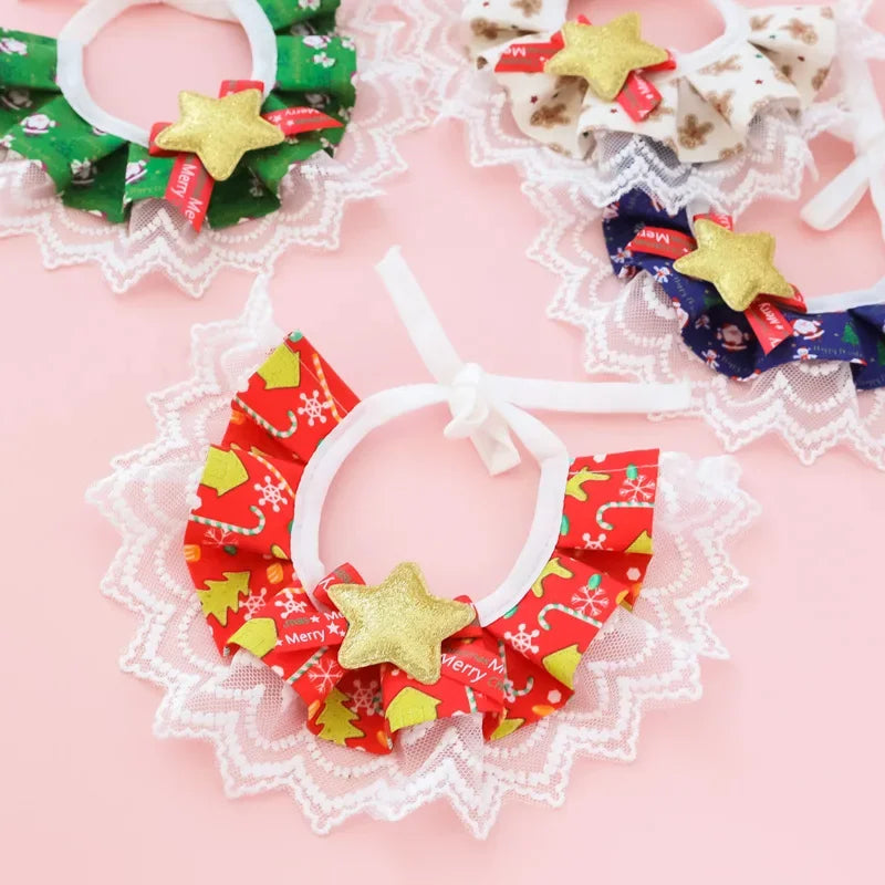 ๐ Christmas Pet Lace Scarf ๐ Holiday Bib for Cats & Small Dogs